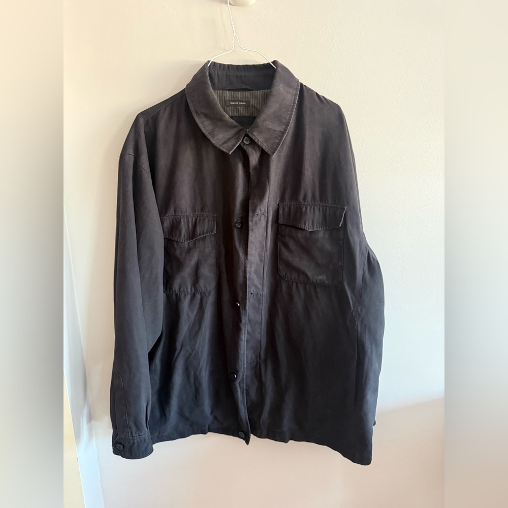 Claiborne Outerwear XXL Sueded Finish Button Front Jacket Black